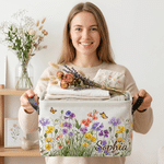 Personalised Birth Flower Design Reusable Basket with Name Daily Use Birthday Gift for Friends Family