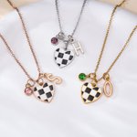 Personalized Birthstone Unique Heart Checkered Flag Racing Necklace with Initial Dainty Jewelry Car Race Birthday Gift for Women Racers Racing Lovers