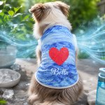 Personalized Dog Cat Pet Cooling Suit with Name Red Heart Bone Paw Print Outdoor Activities Pet Party Birthday Gift for Pet Owners