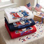 Personalized Multicolor American Oil Painting Daisy T-shirt Sweatshirt Hoodie with Name Daily Wear Birthday Independence Day Gift for Family Friends