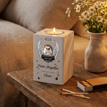 Personalized Angel Wings Paw Print  Pet Photo Wooden Candle Holder with Name and Year Loss of Pet Sympathy Memorial Gift for Pet Owners