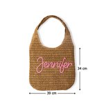 Sac cabas en raphia personnalisé avec nom - Cadeau d'anniversaire pour femme