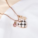 Personalized Birthstone Unique Heart Checkered Flag Racing Necklace with Initial Dainty Jewelry Car Race Birthday Gift for Women Racers Racing Lovers