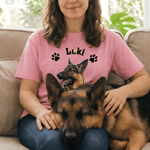 Personalized Birth Flower Paw Prints Multicolor T-shirt Sweatshirt with Pet Photo and Name Daily Wear Birthday Anniversary Gift Pet Lovers