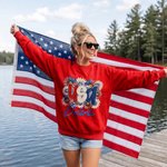 Personalized Multicolor American Oil Painting Daisy T-shirt Sweatshirt Hoodie with Name Daily Wear Birthday Independence Day Gift for Family Friends
