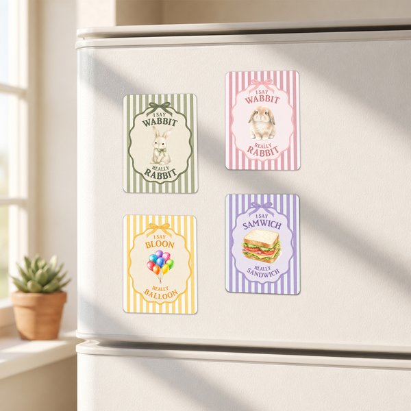 Personalized Baby First Word Mispronunciation Fridge Magnet with Pattern Home Decor Birthday Gift for Toddlers New Parents