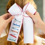 Personalized Crayon Wavy Lace Bow Hair Accessories with Name Back to School Birthday Gift for Girls