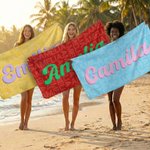 Individuell gestaltetes, mehrfarbiges, übergroßes, schnell trocknendes, weiches Strandtuch mit Namen – Sommerurlaub, Strandparty, Geburtstagsgeschenk für Kinder und die ganze Familie