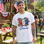 Personalized Multicolor American Oil Painting Daisy T-shirt Sweatshirt Hoodie with Name Daily Wear Birthday Independence Day Gift for Family Friends