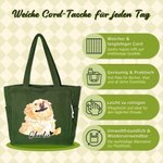 Personalisierte Cordtasche mit Aquarell Tierporträt und Namen | Foto nach Cartoon-Illustration | Shopper | Tote Bag | Geburtstag Geschenk für Frauchen
