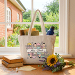 Personalized Pencil Apple Large Capacity Corduroy Tote Bag with Text Travel Essential Birthday Teacher's Day Gift for Teacher