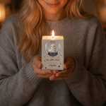 Personalized Angel Wings Paw Print  Pet Photo Wooden Candle Holder with Name and Year Loss of Pet Sympathy Memorial Gift for Pet Owners