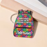 Personalized Colorful School Bag Autism Emergency NFC Tap-to-View Contact Tag with Name and Number Daily Use Back to School Gift for Autism Kids