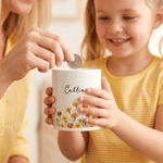 Personalised Birth Flower Ceramic Money Box Piggy Bank with Name Birthday Gift for Boys Girls