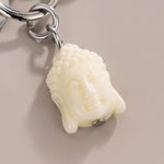 Personalized Travel Buddha Statue Birthstone Keychain with Initial and Card Birthday Gift for Traveller Buddhist Culture Lover
