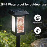 Personalized Mucha Style Birth Flower Pet Photo Solar Garden Light with Name and Date Garden Decor Memorial Sympathy Gift for Family Pet Owner