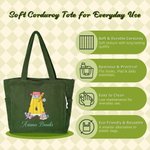 Personalised Pencil Style Initial Corduroy Tote Bag with Name Daily Use Teacher's Day Appreciation Week Gift for Teachers