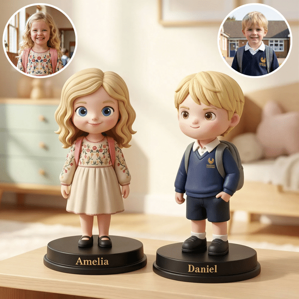 Personalized Photo 3D Figurine Ornament with Name Daily Use Room Decor Back to School Birthday Gift for Kids