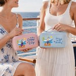 Personalized Cartoon Character PU Leather Portable Makeup Bag with Surname and Text Daily Travel Use Birthday Gift for Travel Lovers Best Friends