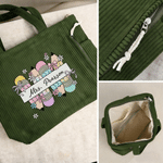 Personalized Pencil Apple Large Capacity Corduroy Tote Bag with Text Travel Essential Birthday Teacher's Day Gift for Teacher