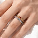 Personalised 1-5 Marquise Family Birthstone Sterling Silver Stackable Ring Mothers Jewellery Birthday Gift for Mother Gran