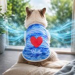 Personalized Dog Cat Pet Cooling Suit with Name Red Heart Bone Paw Print Outdoor Activities Pet Party Birthday Gift for Pet Owners