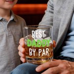 Personalised Best Daddy By Par Golf Photo Character 10 oz Whisky Glass with Name and Title Father's Day Golf Weekend Gift for Man Golf Lover