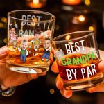 Personalised Best Daddy By Par Golf Photo Character 10 oz Whisky Glass with Name and Title Father's Day Golf Weekend Gift for Man Golf Lover