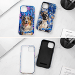 Personalized Graffiti Oil Painting Style Pet Photo Phone Case for iPhone Samsung with Name Daily Use Birthday Gift for Pet Owner Lover
