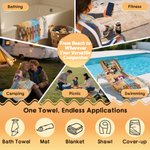 Spersonalizowany, oversize’owy, szybkoschnący ręcznik plażowy z motywem kreskówkowej postaci podróżniczej i imieniem – idealny prezent na letnie wakacje, imprezę na plaży lub urodziny dla rodziny i pr