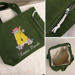 Personalised Pencil Style Initial Corduroy Tote Bag with Name Daily Use Teacher's Day Appreciation Week Gift for Teachers