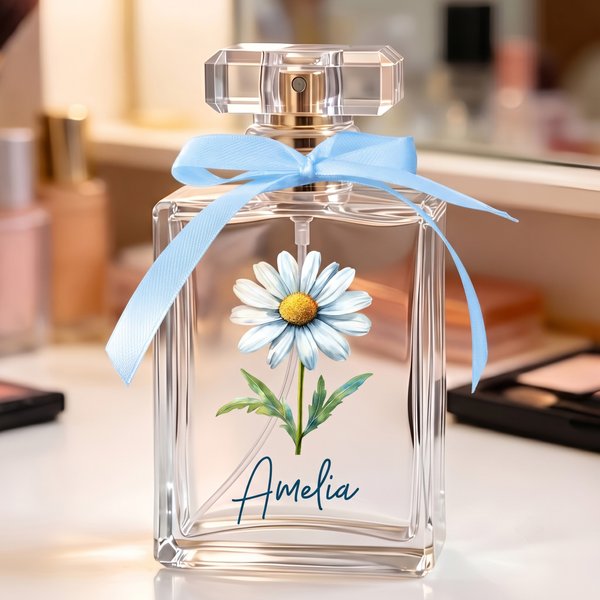 Fioro del mese di nascita personalizzato, flacone di profumo ricaricabile con nome, regalo di anniversario e di nozze per donna, sposa e damigella d'onore