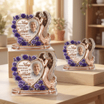 Personalised Purple Rose Angel Heart Photo Design Acrylic Plaque with Name and Year Desk Decor Memorial Gift for Friend Family