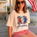 Personalized Multicolor American Oil Painting Daisy T-shirt Sweatshirt Hoodie with Name Daily Wear Birthday Independence Day Gift for Family Friends