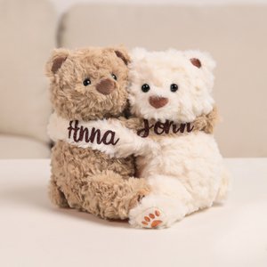Personalised Cute Hugging Bears Lavender Scent Plush Stuffed Toy with Names Home Decor Set of 2 Anniversary Birthday Gift for Couple Lover Bestie