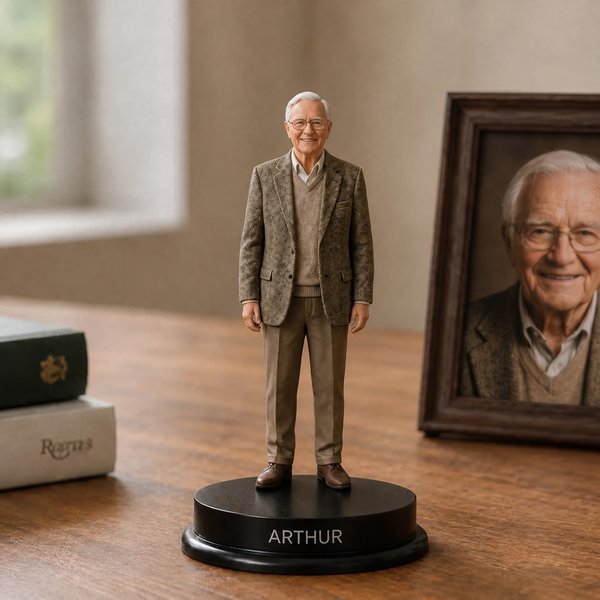 Personalized Creative Photo to 3D Figure Statue Ornament with Base and Name Home Decor in Loving Memory Sympathy Gift for Family Friend Pet Lover
