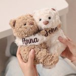 Personalized Cute Hugging Bears Lavender Scent Plush Stuffed Toy with Names Home Decor Set of 2 Anniversary Birthday Gift for Couple Lover Bestie
