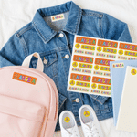 Personalised Multicolour Crayon Style Waterproof Stickers with Name Daily Use Back to School Gift for Children Students Parents