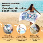 Personalised Cool Girl Statue of Liberty Quick Dry Oversized Beach Towel with Name Summer Travel Independence Day Holiday Gift for Women Girls