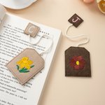 Personalized Multicolor Embroidered Birth Flower Teabag Bookmark with Initial Bookish Accessory Birthday Reading Gift for Tea Drinkers Bookworms