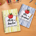Personalized Teach Love Inspire Apple Pencil A5 Spiral Journal Notebook with Title and Surname Birthday Teacher's Day Gift for Teacher