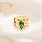 Anillo Personalizado de Piedra de Nacimiento con Nombre Grabado Joyería de Mujer Cumpleaños Día de la Madre Regalo para Mamá Abuela