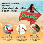 Individuell gestaltetes, mehrfarbiges, übergroßes, schnell trocknendes, weiches Strandtuch mit Namen – Sommerurlaub, Strandparty, Geburtstagsgeschenk für Kinder und die ganze Familie