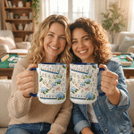 Personalized Hydrangea Mahjong 11 oz 15 oz Ceramic Mug with Name Daily Use Game Day Mahjong Night Birthday Gift for Mahjong Lover Player