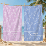 Serviette de plage surdimensionnée à séchage rapide, personnalisée avec motif multicolore et fleur de naissance, avec prénom – Idéal pour les voyages, les anniversaires, les vacances d'été ou comme ca