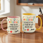 Personalized School Elements 11 oz / 15 oz Ceramic Mug with Name and Text Daily Use Teacher's Day Appreciation Birthday Gift for Teachers