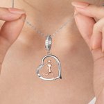 Personalised Running Lady Heart Zircon Necklace with Engraved Name Marathon Birthday Gift for Running Lovers