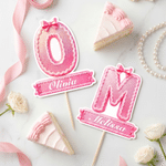 Personalized Sweet Initial Bow Cupcake Topper with Name Cake Decoration Birthday Party Favors for Girl Woman Kid