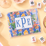 Personalised Tropical Watercolour Flowers Monogram Tri-Folded Card Cover Sticker Set Birthday Mahjong Night Gift for Mahjong Lovers