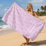 Serviette de plage surdimensionnée à séchage rapide, personnalisée avec motif multicolore et fleur de naissance, avec prénom – Idéal pour les voyages, les anniversaires, les vacances d'été ou comme ca